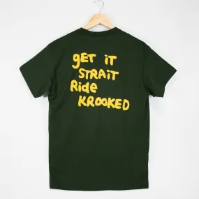 Krooked Skateboards - Strait Eyes T-Shirt - Forest Green / Gold