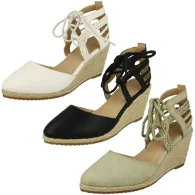 Ladies Anne Michelle Ankle Lace Up Wedge Sandals F9R885