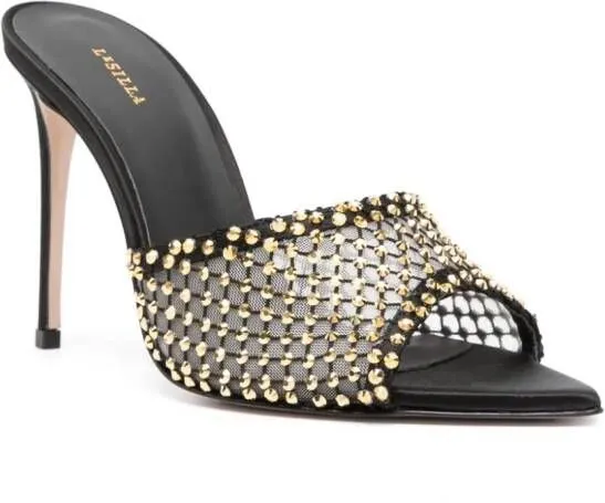 Le Silla Gilda 100mm crystal-embellished mules Black