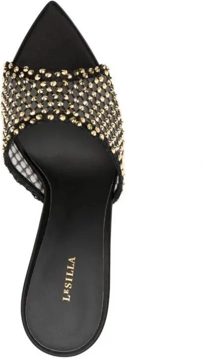 Le Silla Gilda 100mm crystal-embellished mules Black