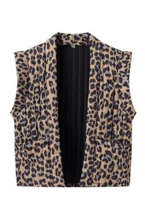 Leslie Leopard Print Quilted Vest