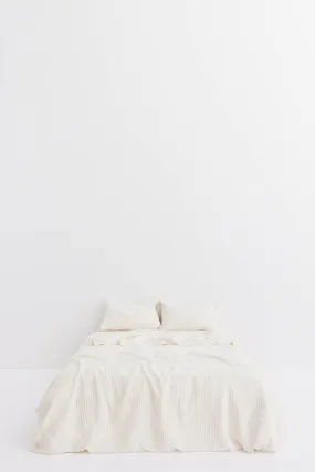 Linen Duvet Cover Tobacco Pinstripe