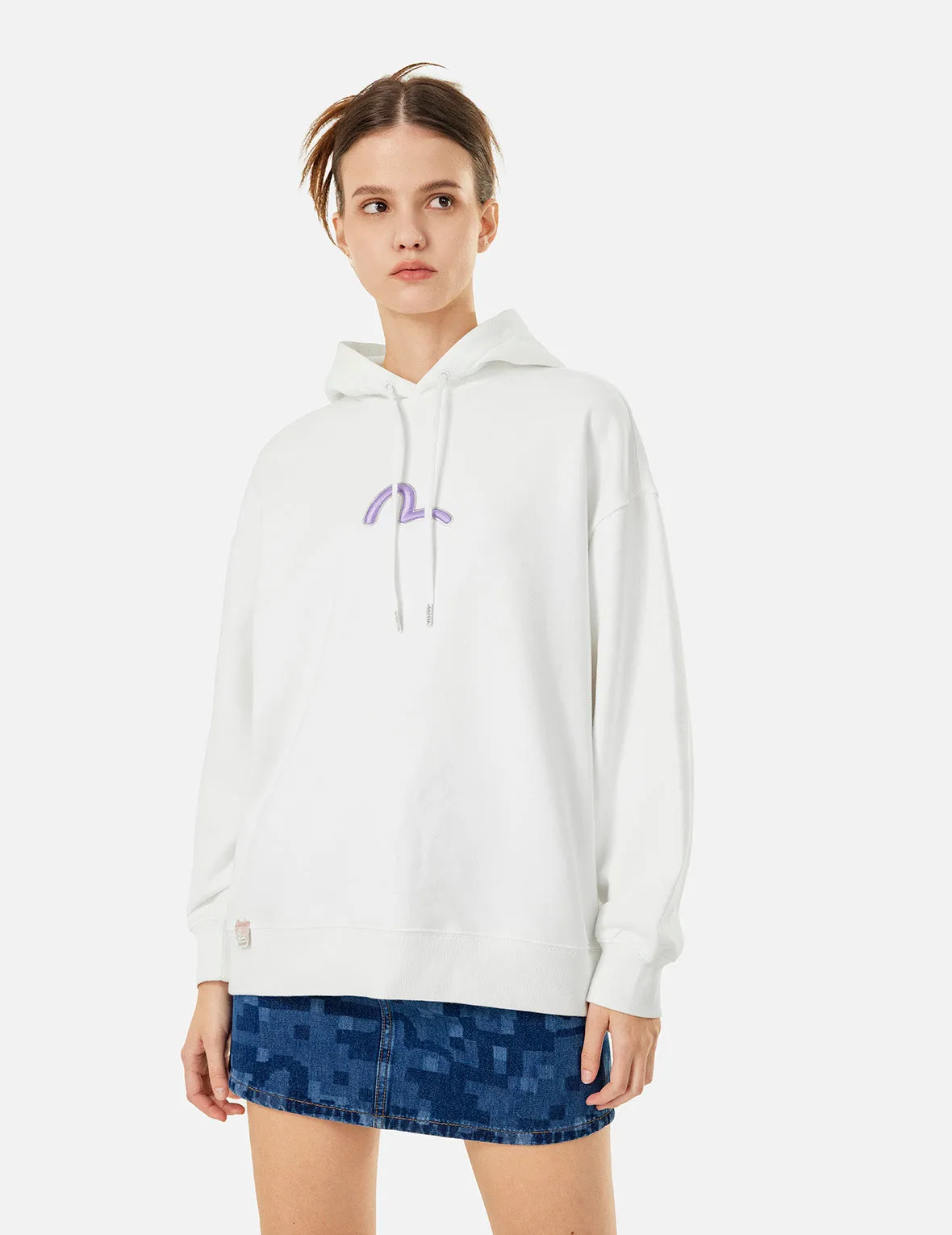 Logo and Fortune Cat Daicock Print Oversized Hoodie