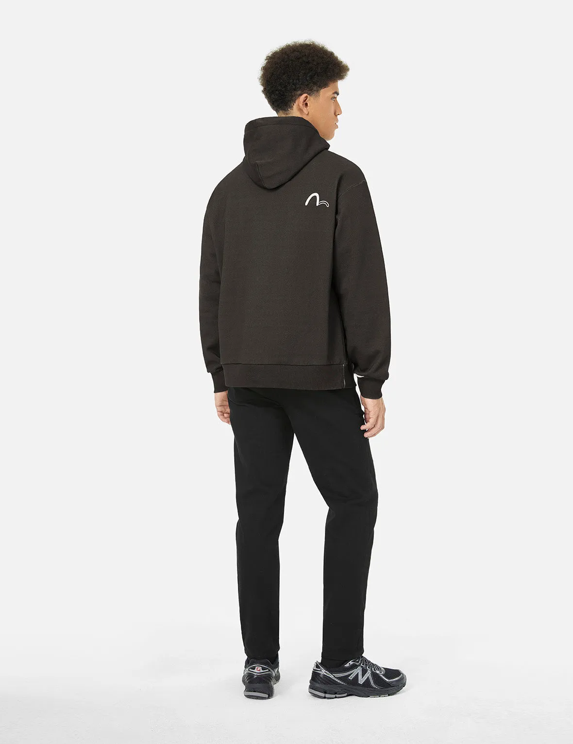 Logo and Seagull Print Relax Fit Hoodie