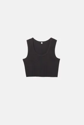 Malibu Crop Tank | Aged Black Rib