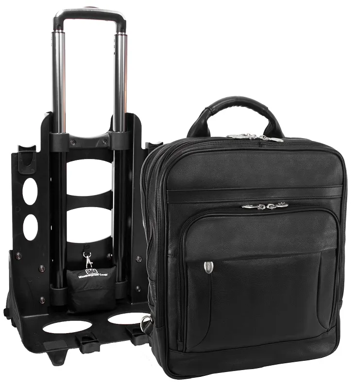 McKlein I Series Wicker Park Leather Detachable-Wheeled 3-Way Computer Backpack Brief 