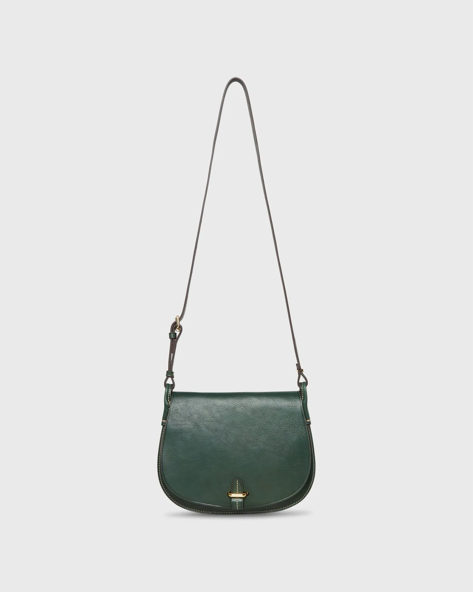 Medium Accordion Clara Crossbody Bag in Dark Green Leather