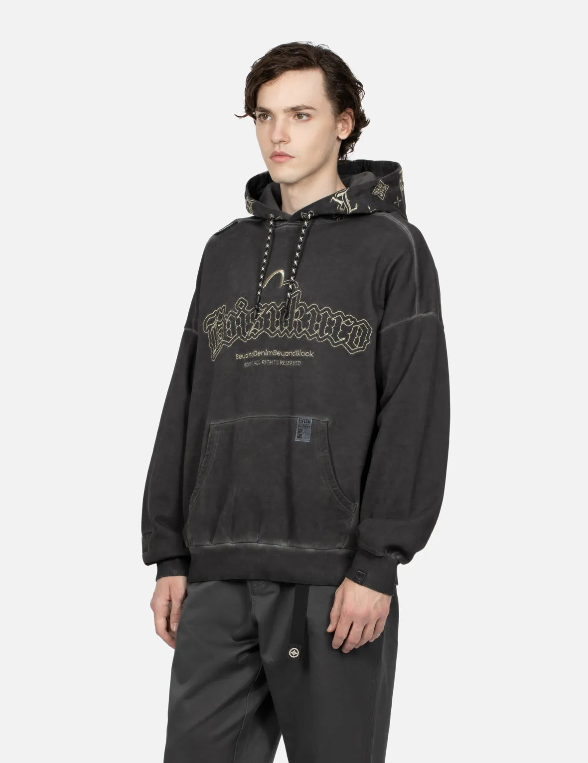 Monogram Embroidery Garment Dye Oversized Hoodie