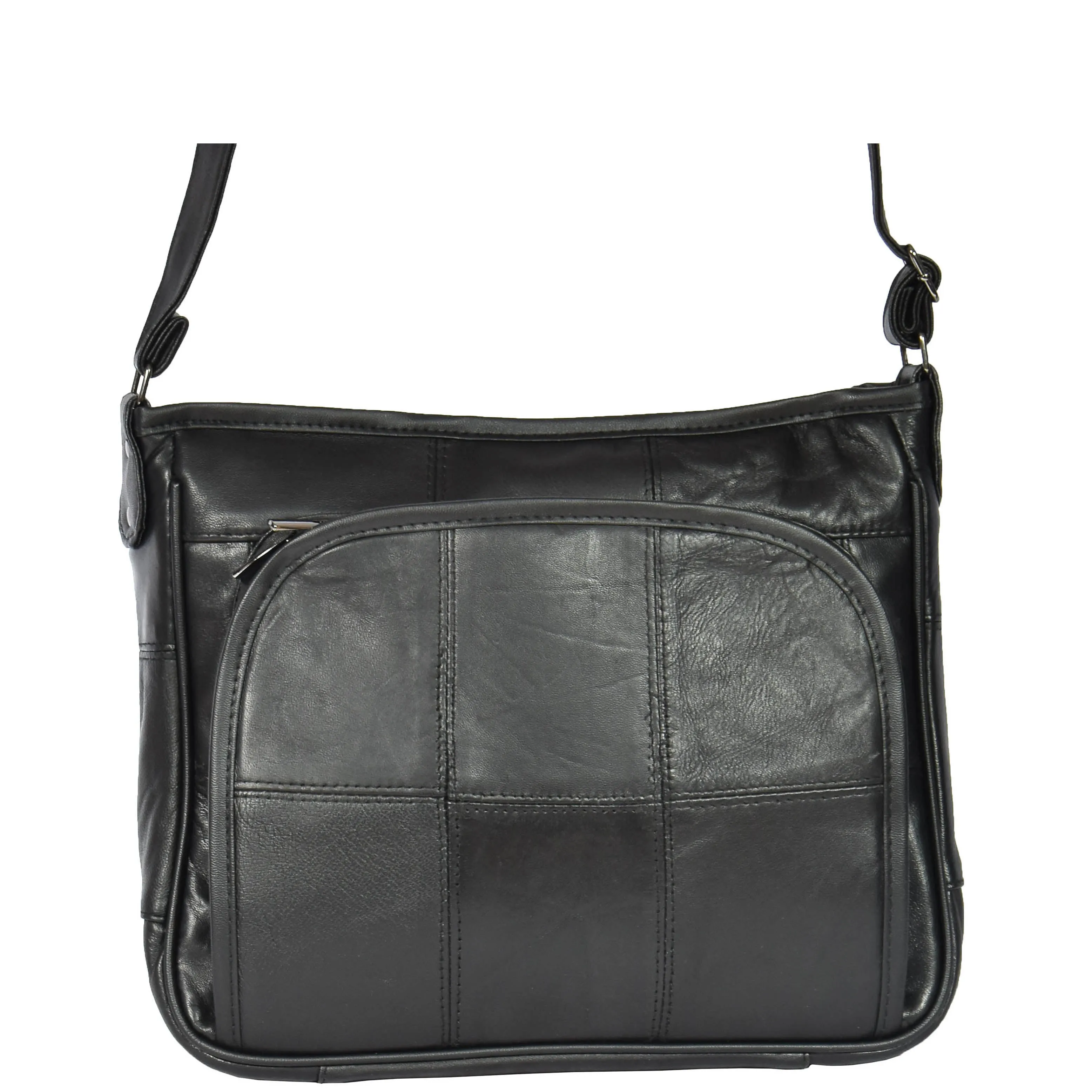 Multi Pocket Leather Shoulder Bag HOL998 Black