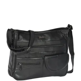 Multi Pocket Leather Shoulder Bag HOL998 Black