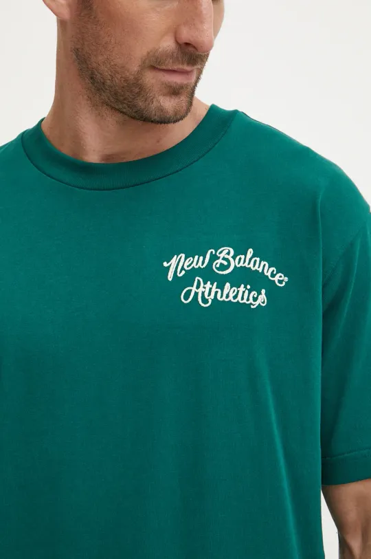 New Balance cotton t-shirt men’s green color with an application MT43556MHN