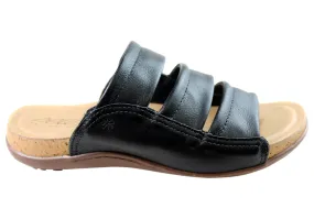 New Face Serenity Womens Comfort Leather Slides Sandals Made In Brazil