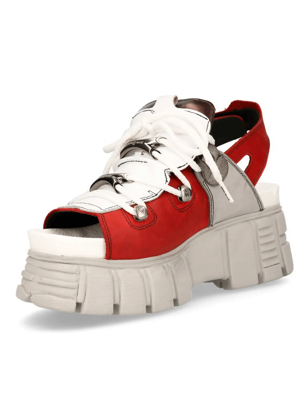 NEW ROCK Red and Gray Chunky Sole Rock Sandals