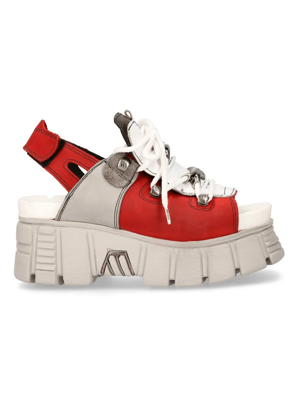 NEW ROCK Red and Gray Chunky Sole Rock Sandals