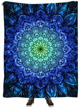 Ornate Mandala Blue Plush Blanket