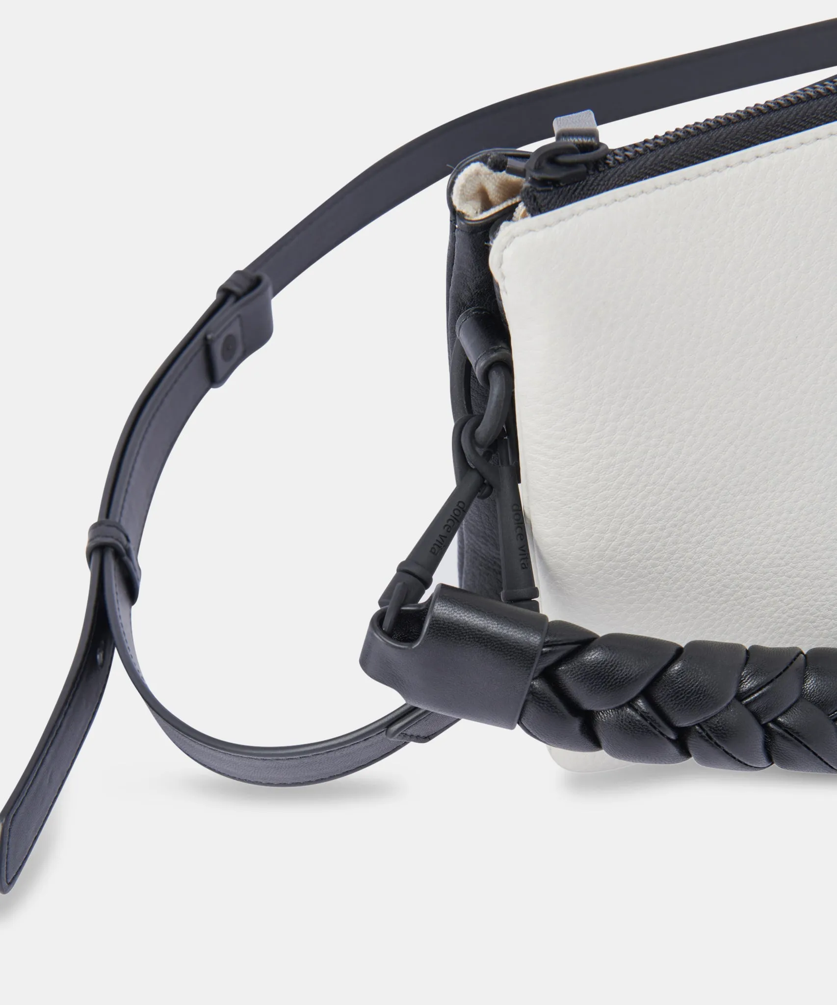 PEYTON CROSSBODY BAG BLACK IVORY LEATHER - re:vita