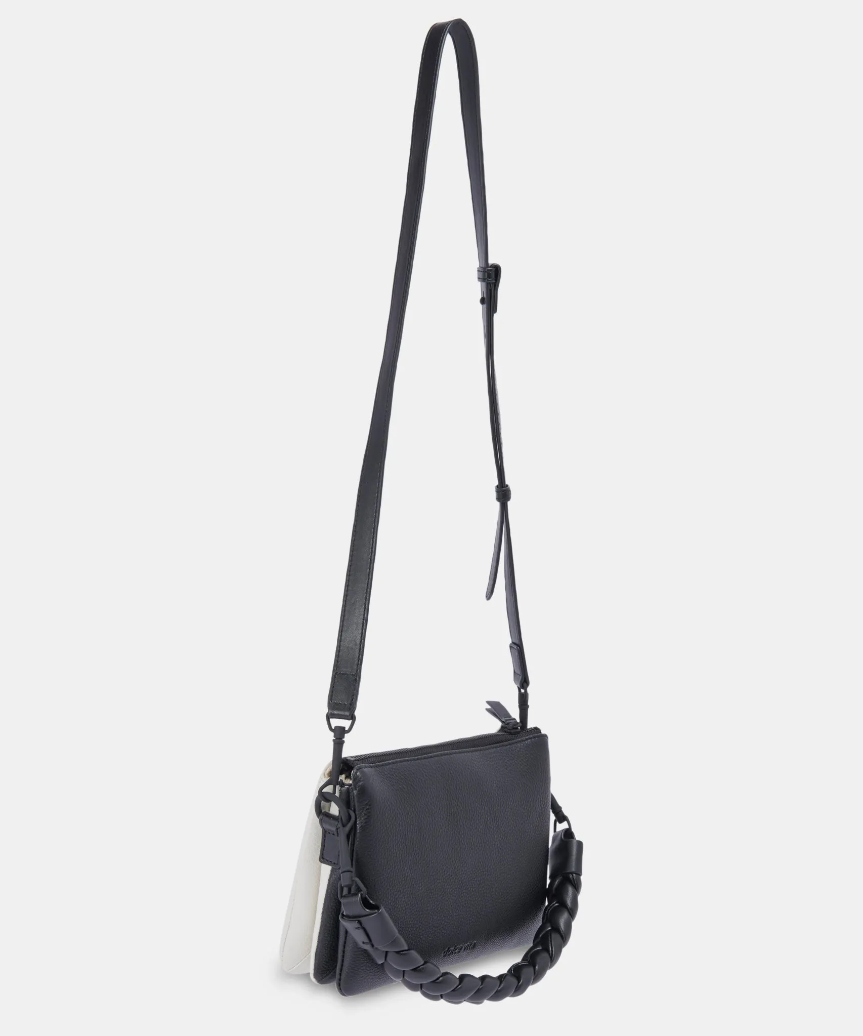 PEYTON CROSSBODY BAG BLACK IVORY LEATHER - re:vita