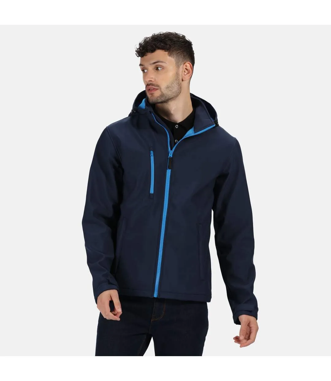 Regatta Mens Venturer 3 Layer Membrane Soft Shell Jacket (Navy/French Blue) - UTRG5717