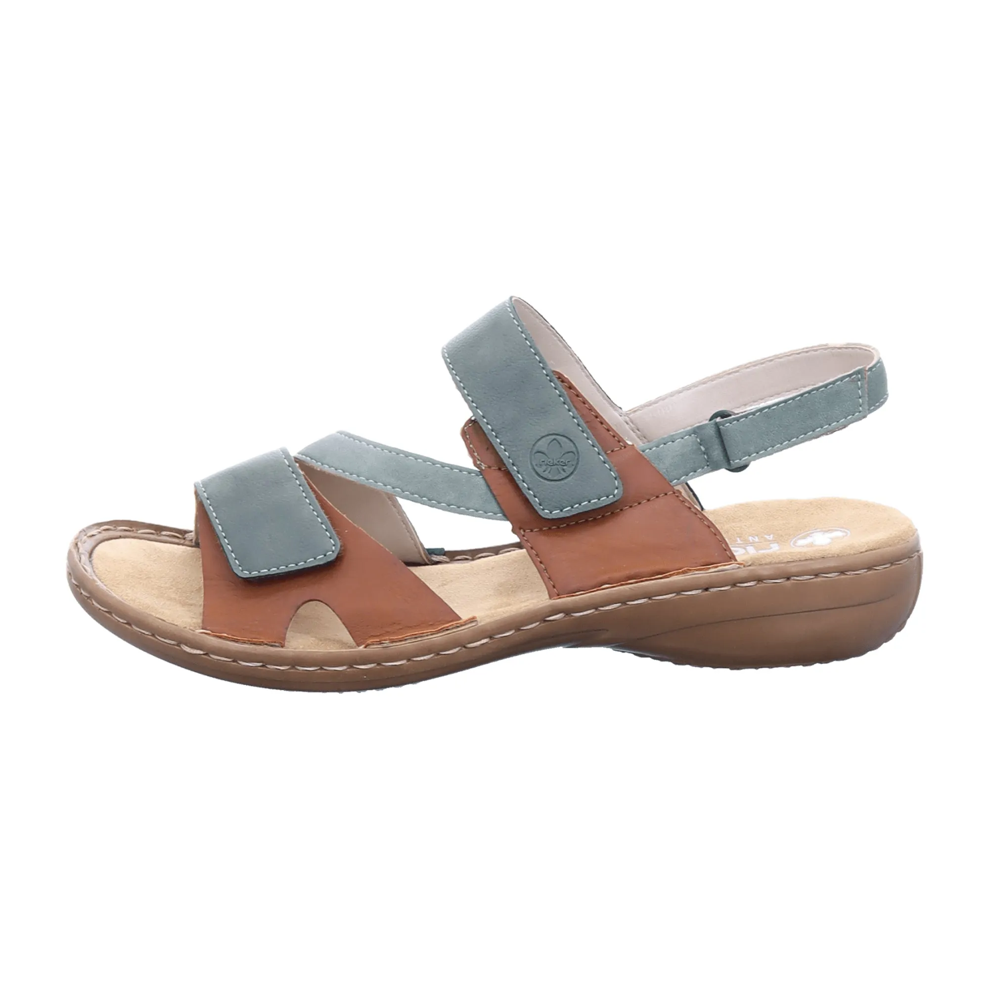 Rieker FSK Women's Grey Sandals Comfortable Flat Sole Synthetic Leather