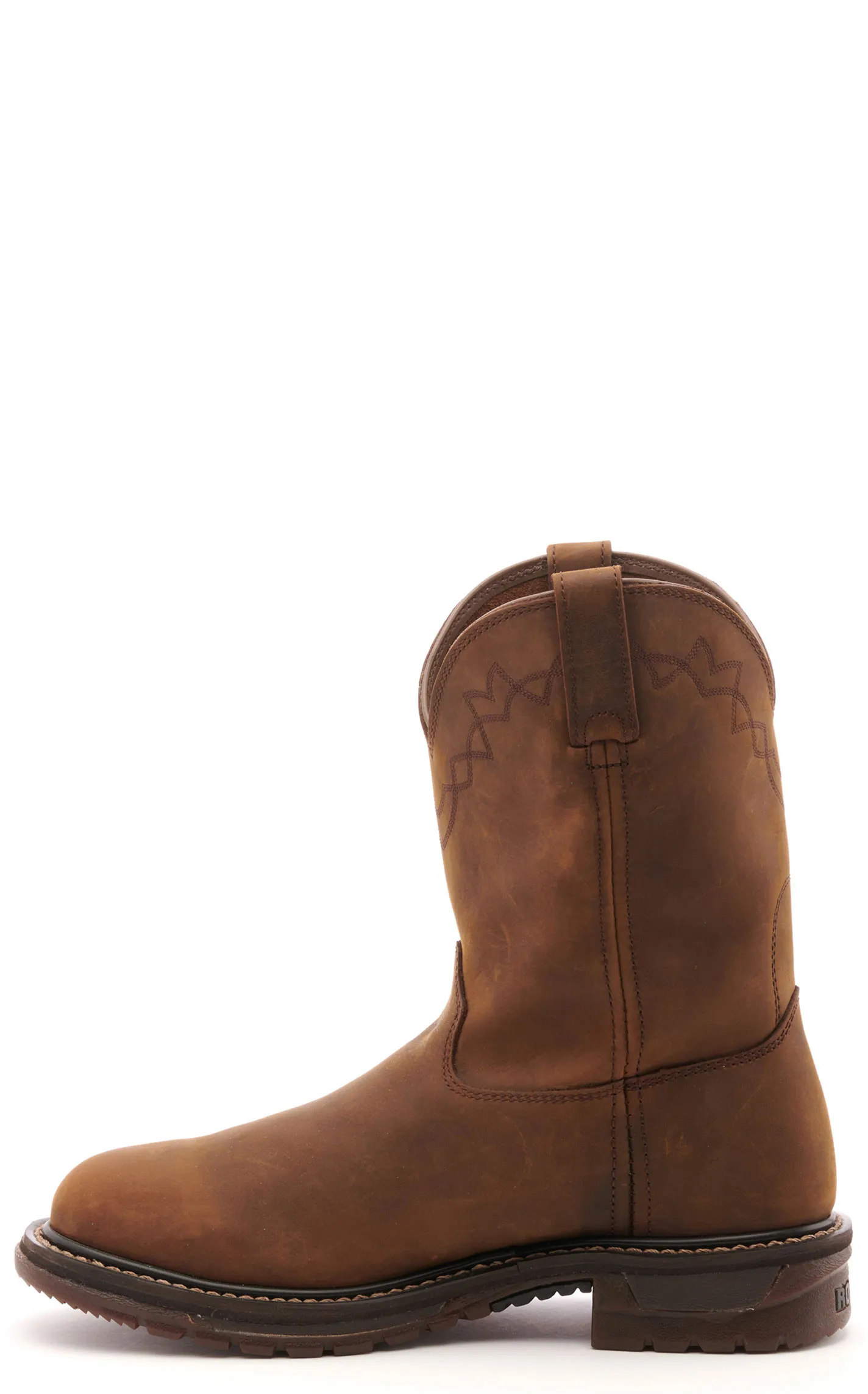 Rocky Men's Original Ride Brown Round Toe Wellington Work Boot