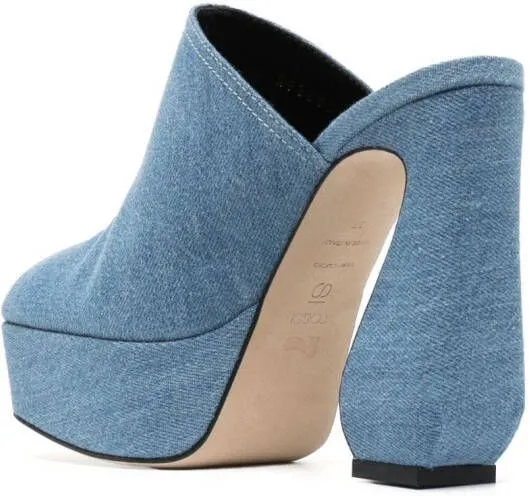 Sergio Rossi 135mm denim platform mules Blue