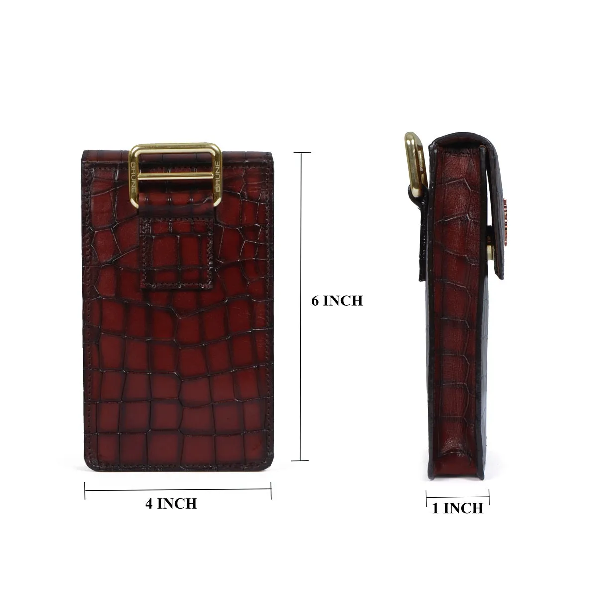 Shoulder Harness Bag Cognac Deep Cut Croco Textured Leather