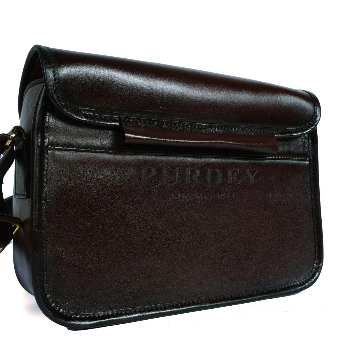 Shoulder Sling Bag in Dark Brown Leather with Customized Laser Engraved Initial