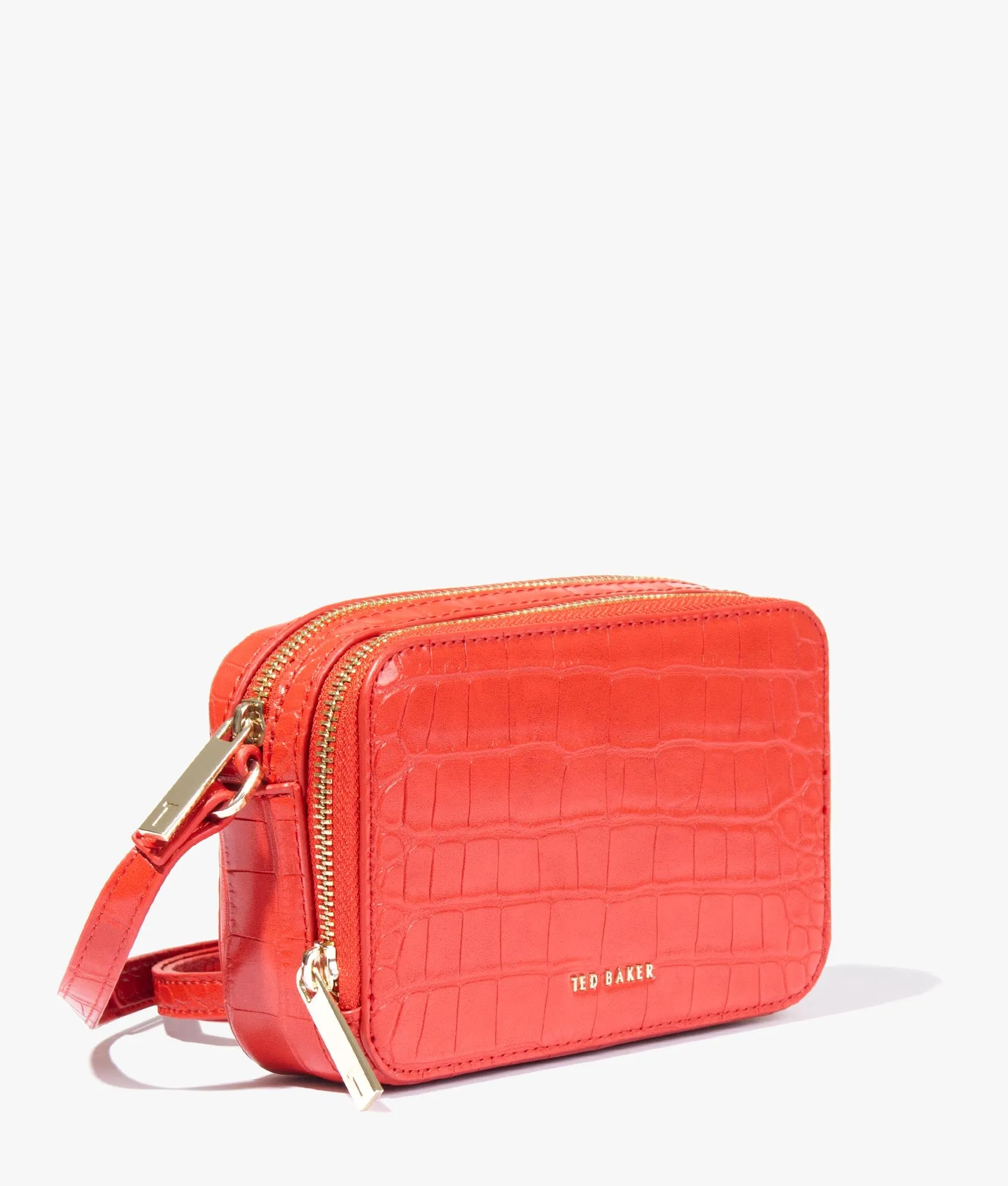 Stina double zip mini camera bag in cinnamon