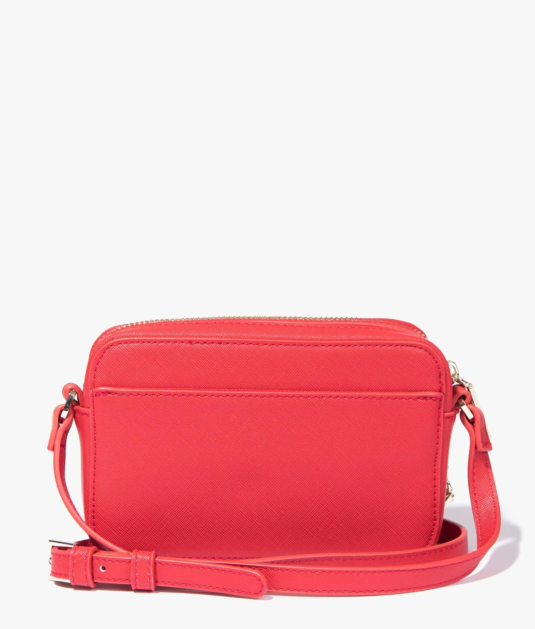 Stinah heart studded small camera bag in red