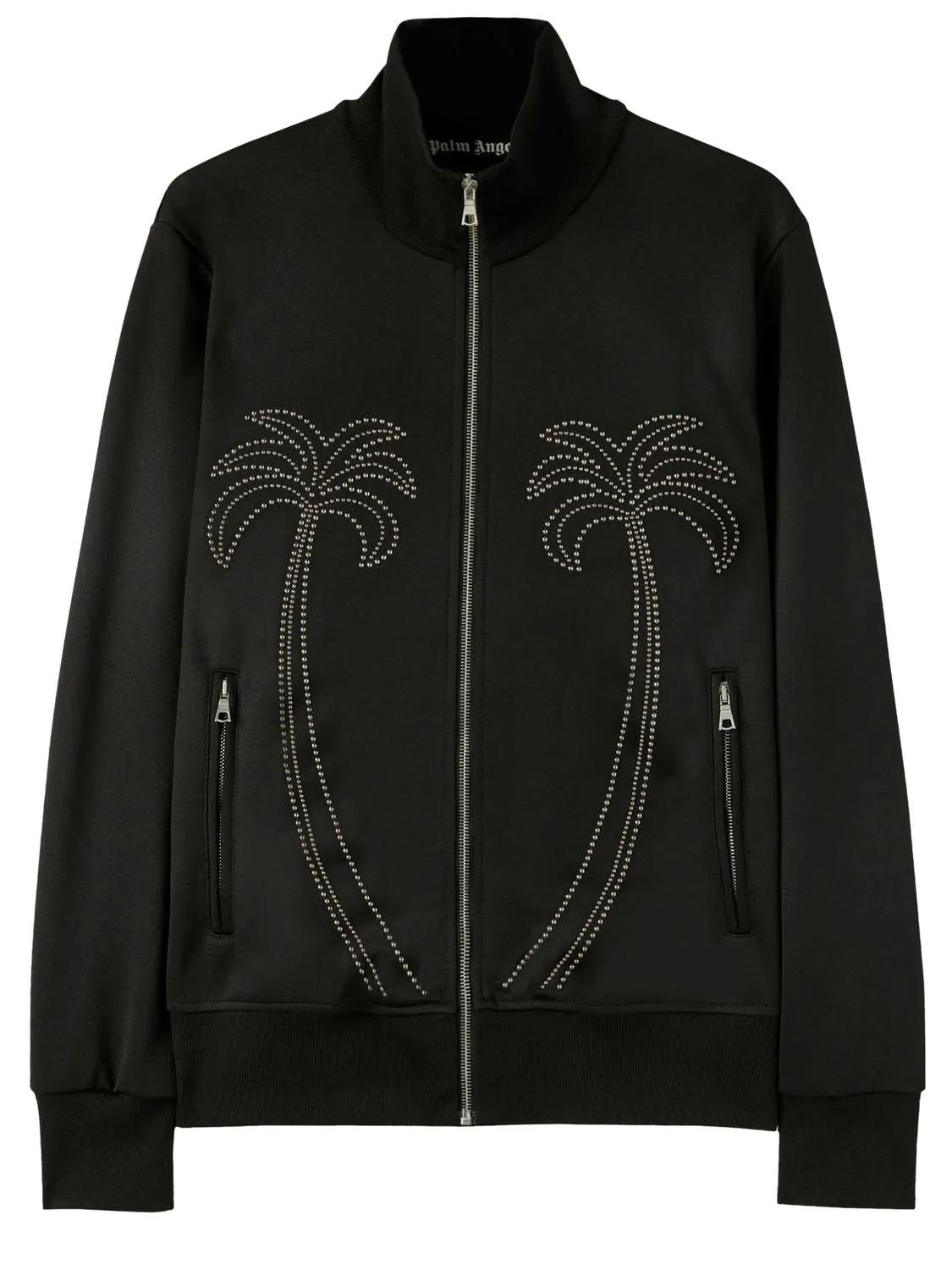 Studded Milan Track Jacket in Black with Palm Angels Logo and Motif