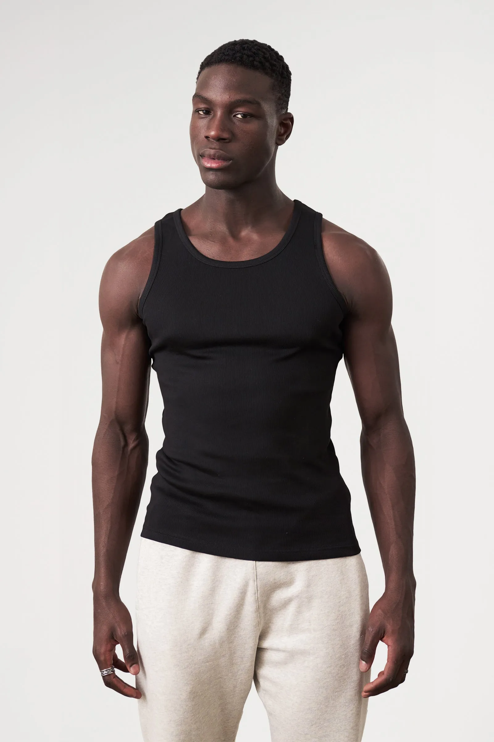 SUSTAIN BLACK RIBBED VEST