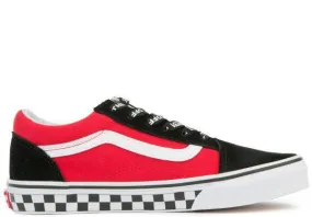 VANS Kids Old Skool Checkerboard Logo Pop, Black/ Red