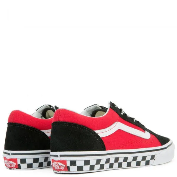 VANS Kids Old Skool Checkerboard Logo Pop, Black/ Red