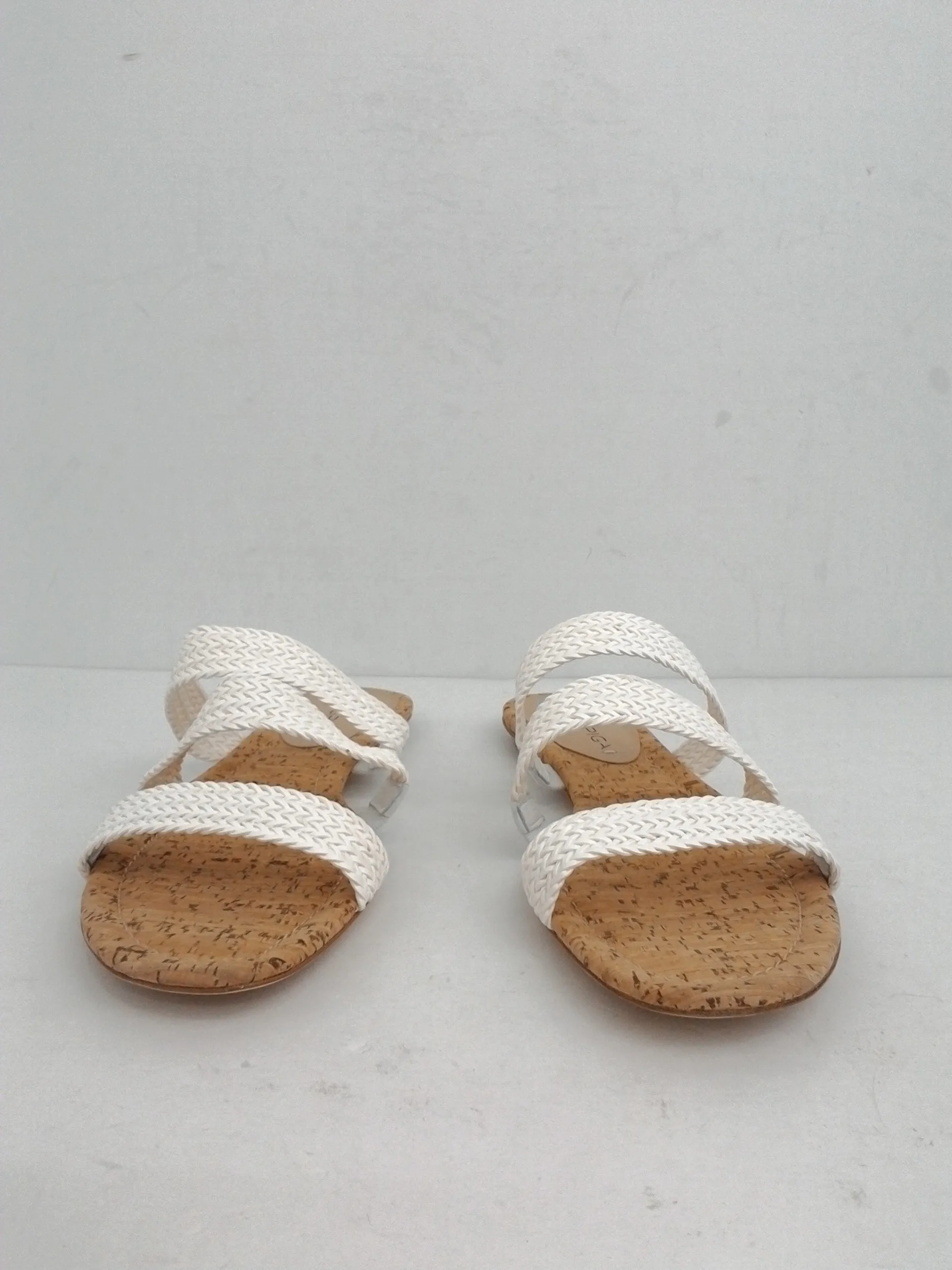 Via Spiga Women's White Leather Flat Sandals Size 9.5 M