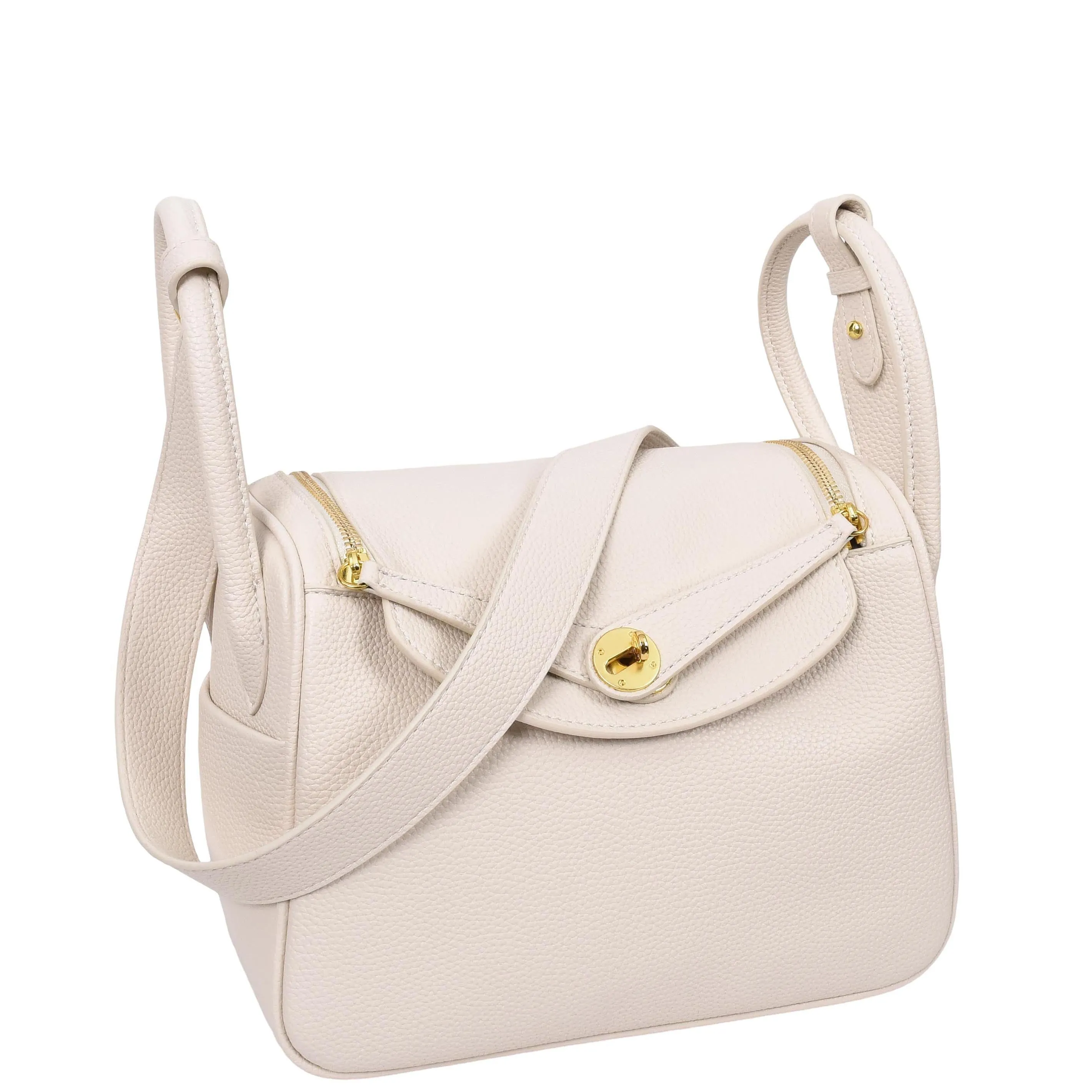 Womens Faux Leather Large Shoulder Bag Rose White