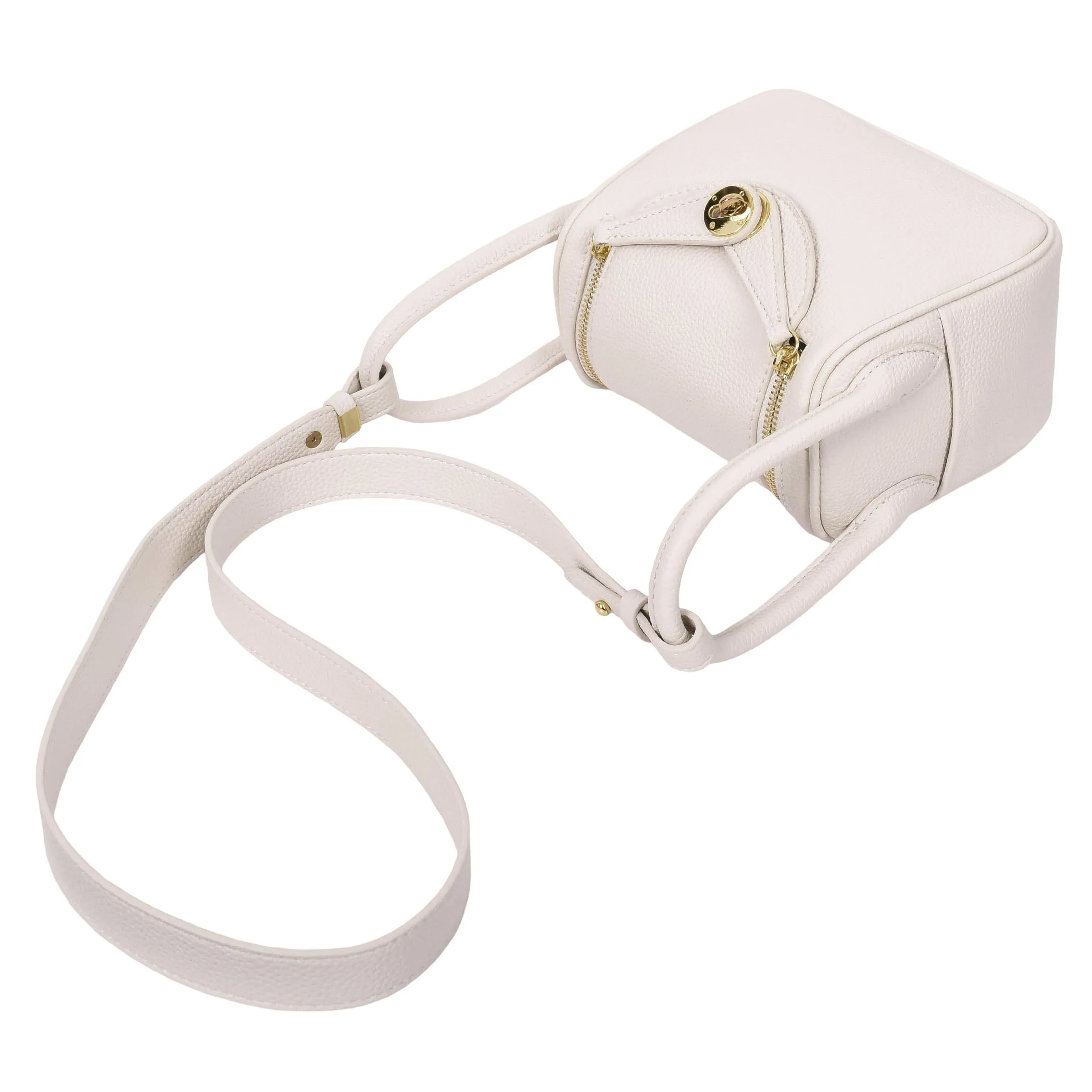 Womens Faux Leather Mini Shoulder Bag Celeste White