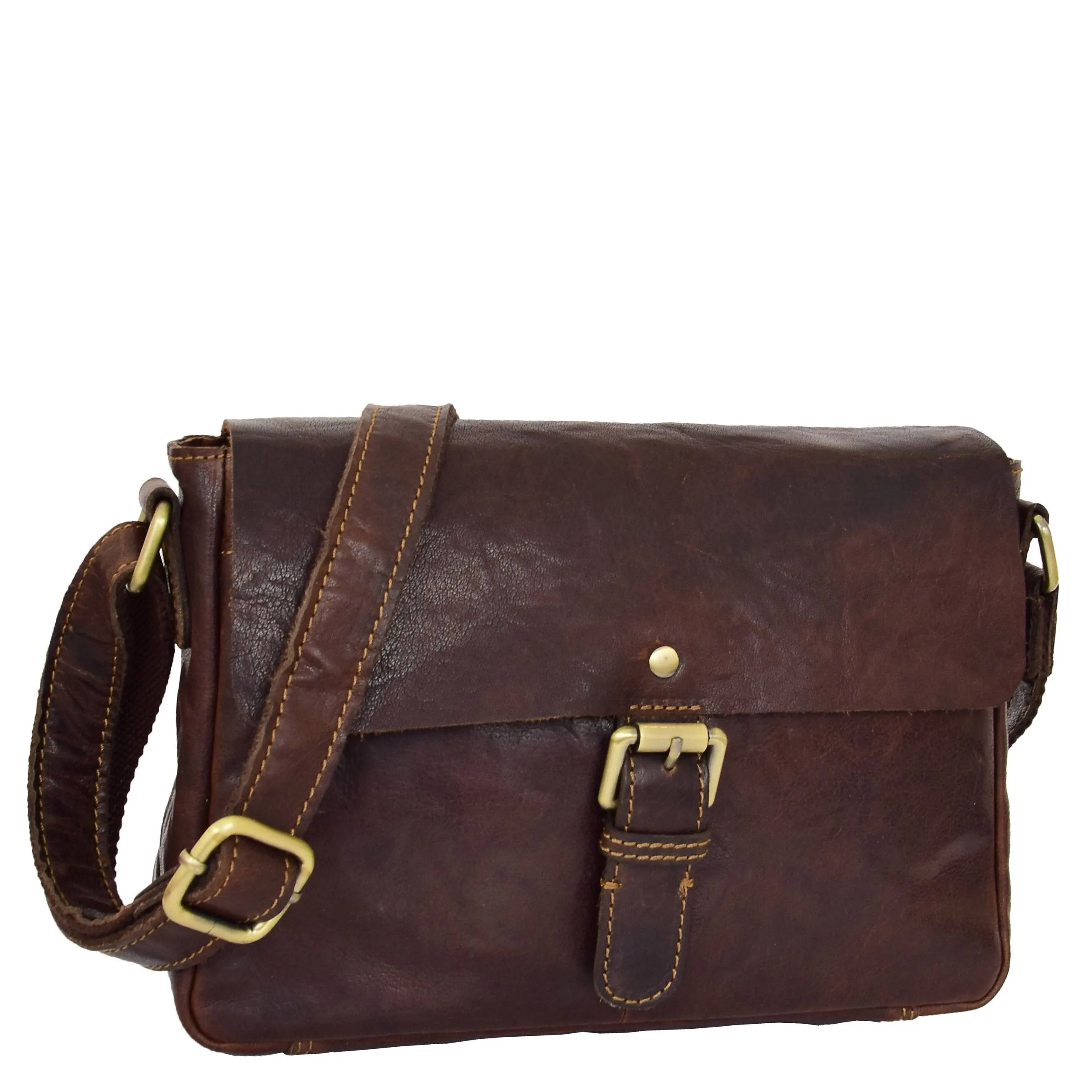 Womens Leather Classic Cross Body Shoulder Bag Hazel Brown