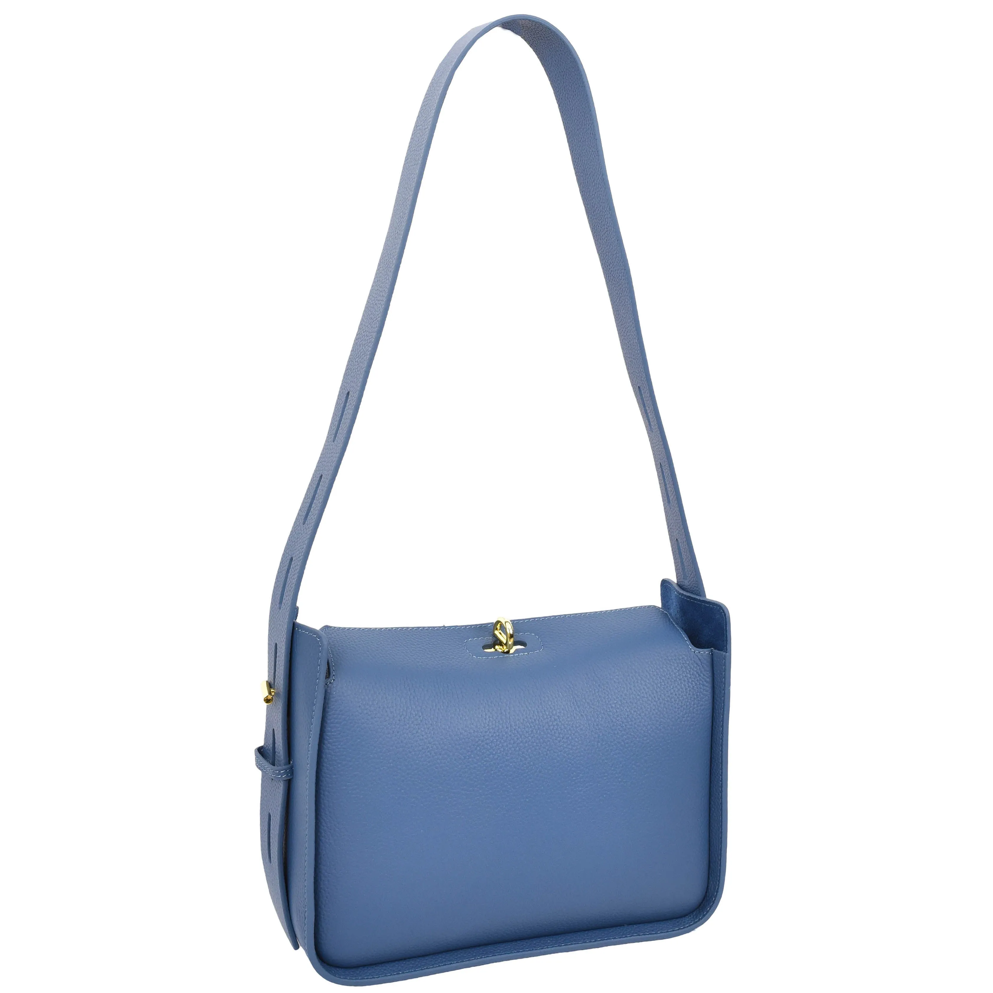 Womens Real Leather Classic Shoulder Bag Penelope Blue