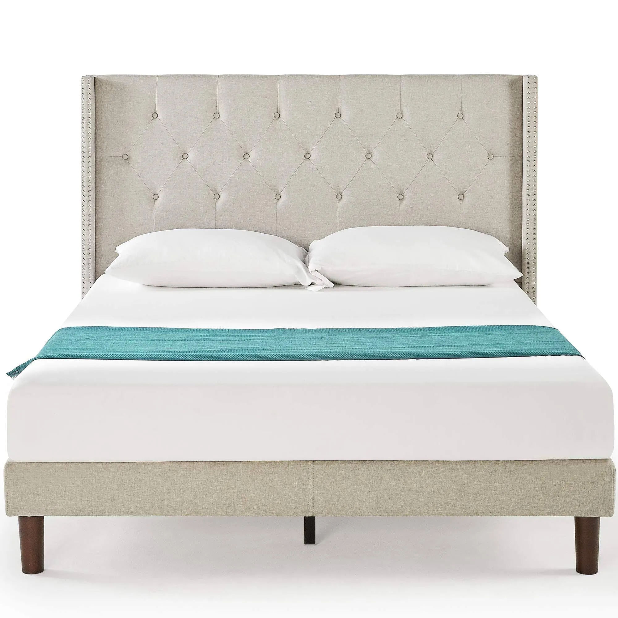 Zinus Annette Upholstered Platform Bed Frame / Mattress Foundation / Wood, Full